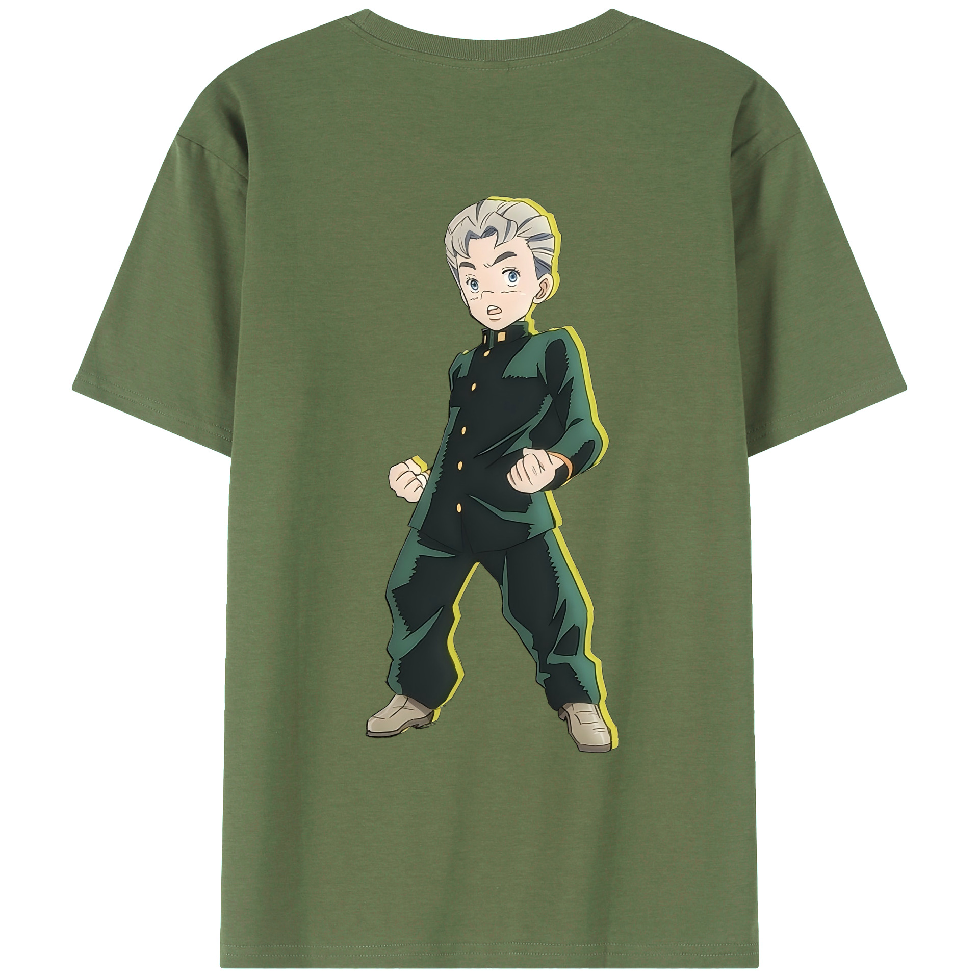 （画像用） ジョジョの奇妙な冒険 広瀨康一 JoJo's Bizarre Adventure Hirose Koichi 綿100％ メンズ半袖Tシャツ（バックプリント） 通気性